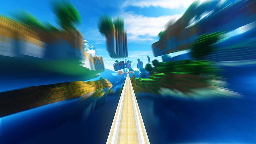 Minecraft Speedrun Highway Through Floating Islands With Motion Blur HD wallpaper
