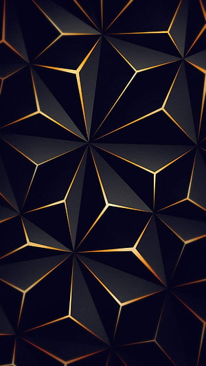 Abstract Dark Geometric Pattern With Gold Lines HD phone wallpaper