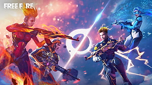 Garena Free Fire Characters with Elemental Powers and Futuristic Weapons HD wallpaper