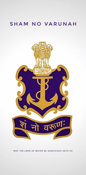 Indian Navy Emblem with Ashoka Lion Capital and Anchor on Purple Shield HD phone wallpaper