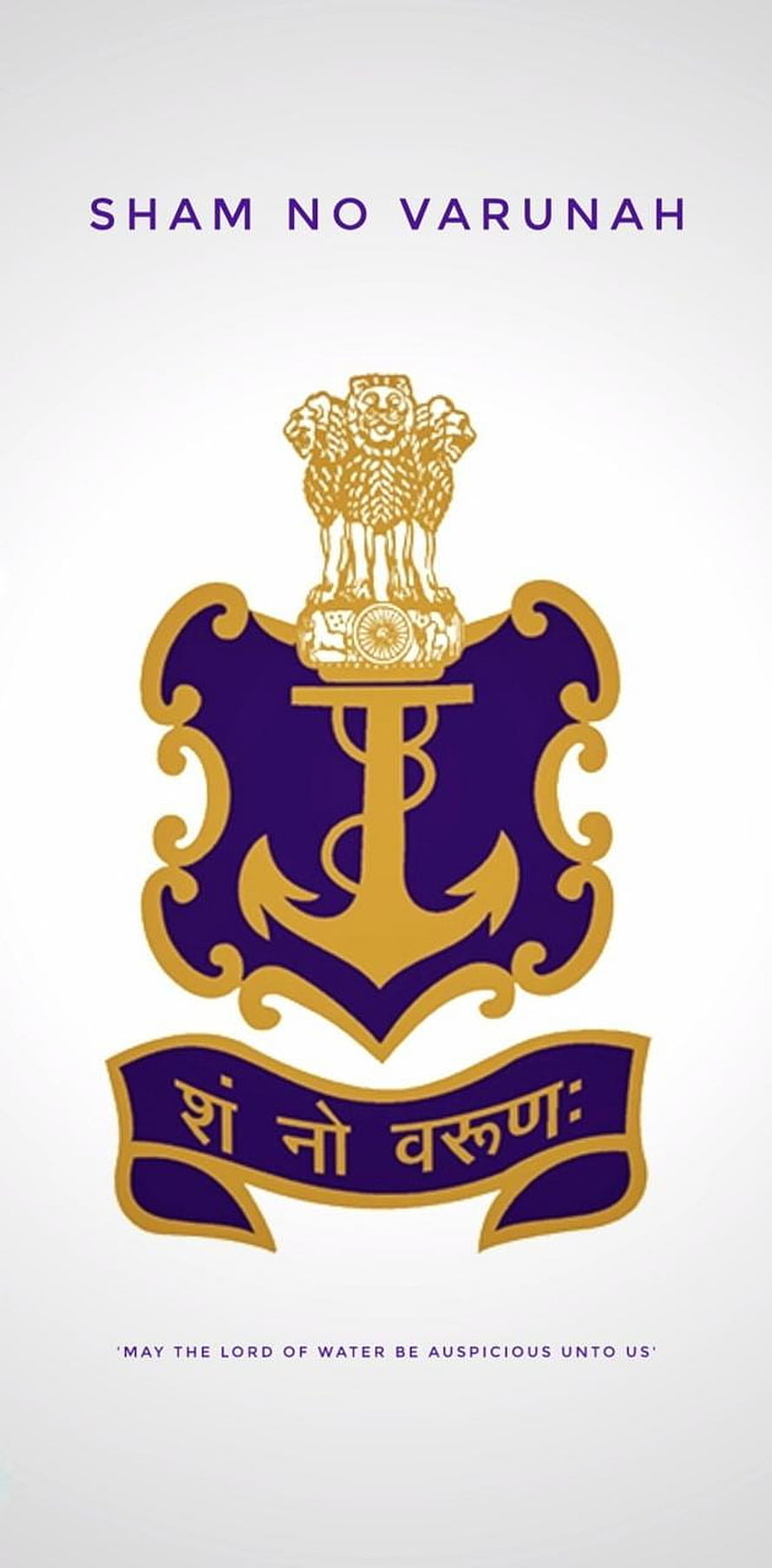 Indian Navy Emblem with Ashoka Lion Capital and Anchor on Purple Shield HD phone wallpaper