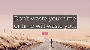 Inspirational Quote About Time on a Solitary Desert Road at Sunset HD wallpaper