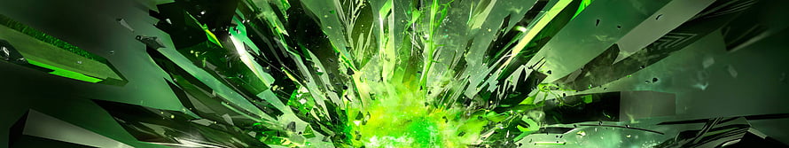 Vibrant Green Glass Shatter Explosion Abstract Digital Art HD wallpaper
