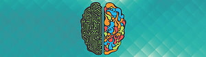 Creative Brain Illustration with Circuit Board and Colorful Abstract Patterns on Teal Background HD wallpaper