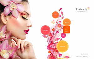Elegant Beauty Salon Website Design with Floral Accents and Navigation Menu HD wallpaper