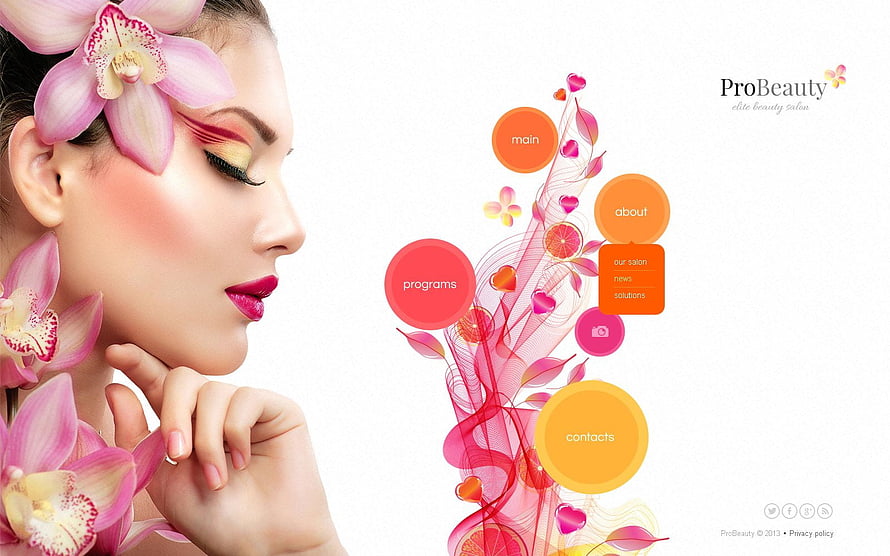 Elegant Beauty Salon Website Design with Floral Accents and Navigation Menu HD wallpaper