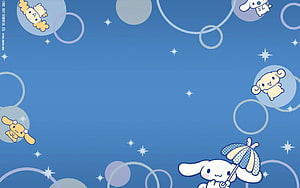 Cinnamoroll and Sanrio Friends Floating in a Starry Blue Night Sky HD wallpaper