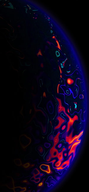 Abstract Liquid Marble Texture With Neon Blue And Red Swirls On Black Background HD phone wallpaper