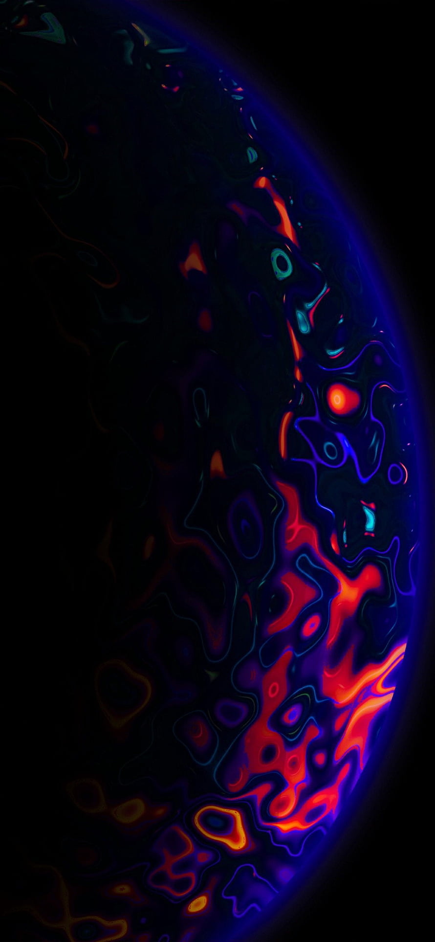 Abstract Liquid Marble Texture With Neon Blue And Red Swirls On Black Background HD phone wallpaper