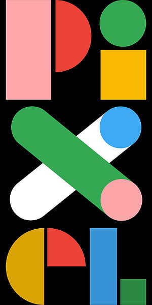 Abstract Geometric Shapes on Black Background with Colorful Circles, Rectangles, and Capsules HD phone wallpaper