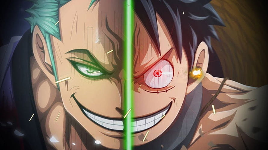 Roronoa Zoro and Monkey D. Luffy Split Face Anime Wallpaper HD wallpaper