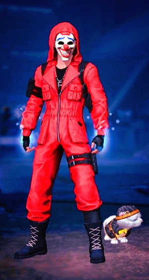 FF Criminal Red Clown Skin Character with Pet in Free Fire HD phone wallpaper