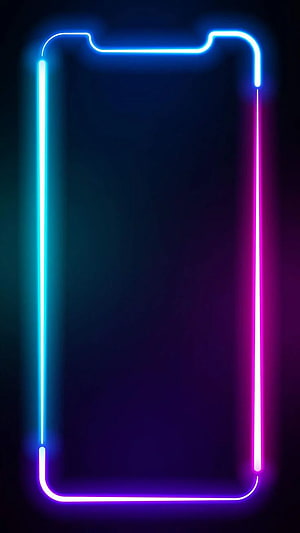 Neon Smartphone Outline Wallpaper With Blue And Purple Gradient Glow HD phone wallpaper
