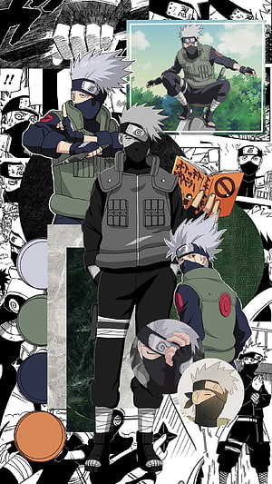 Kakashi Hatake Naruto Anime Character Collage Wallpaper HD phone wallpaper
