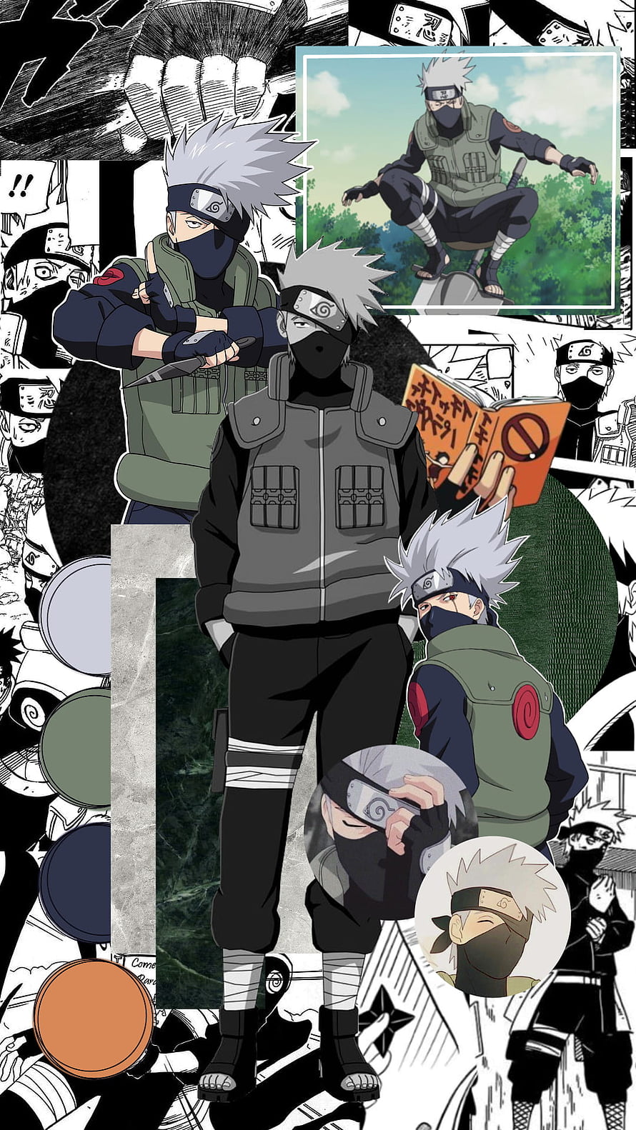 Kakashi Hatake Naruto Anime Character Collage Wallpaper HD phone wallpaper