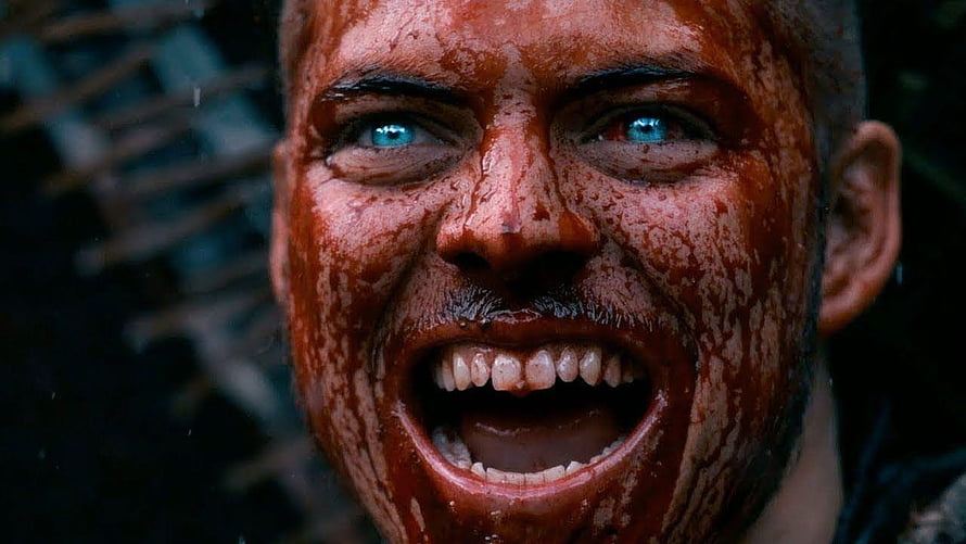 Ivar the Boneless from Vikings in a Blood-Covered Close-Up HD wallpaper