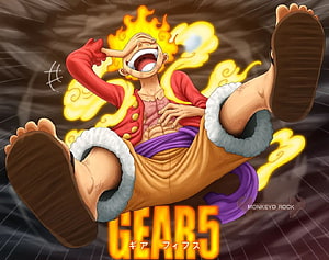Monkey D. Luffy Gear 5 Sun God Nika Form Laughing Anime Wallpaper HD wallpaper