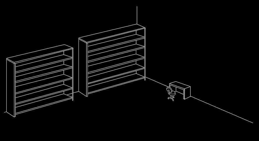 Minimalist Wireframe Office Interior With Bookshelves And Desk HD wallpaper