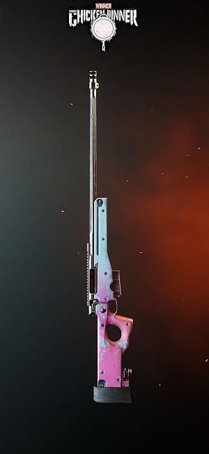Winner Chicken Dinner Custom Pink and Blue Sniper Rifle Skin HD phone wallpaper