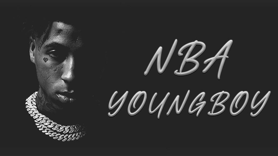 NBA Youngboy Black and White Portrait with Diamond Chain and Stylized Text HD wallpaper