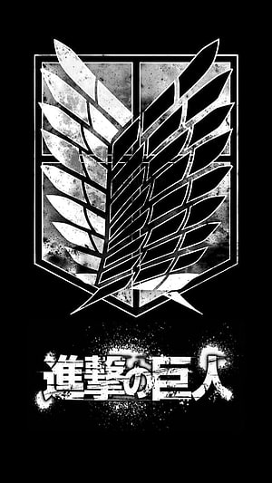 Attack on Titan Wings of Freedom Emblem in High Contrast Black and White HD phone wallpaper