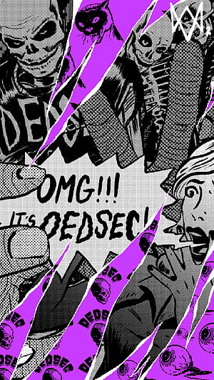 Watch Dogs 2 DEDSEC Comic Style Artwork with Purple Accents and Halftone Texture HD phone wallpaper