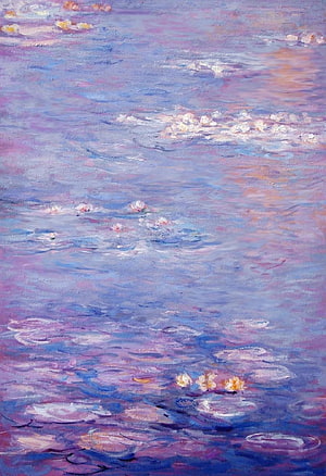 Claude Monet Water Lilies Impressionist Painting with Soft Purple and Blue Tones HD phone wallpaper