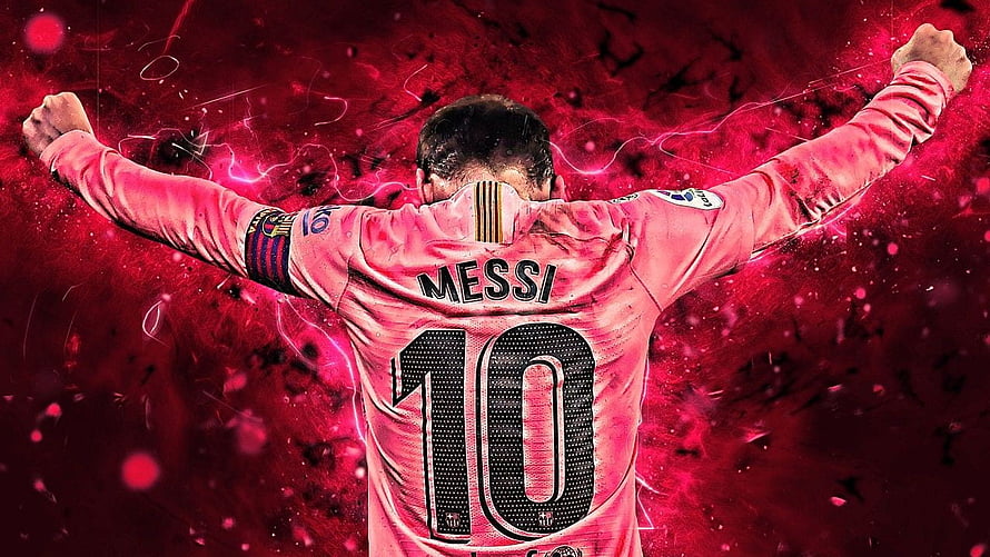 Lionel Messi FC Barcelona Number 10 Jersey Celebration Wallpaper HD wallpaper