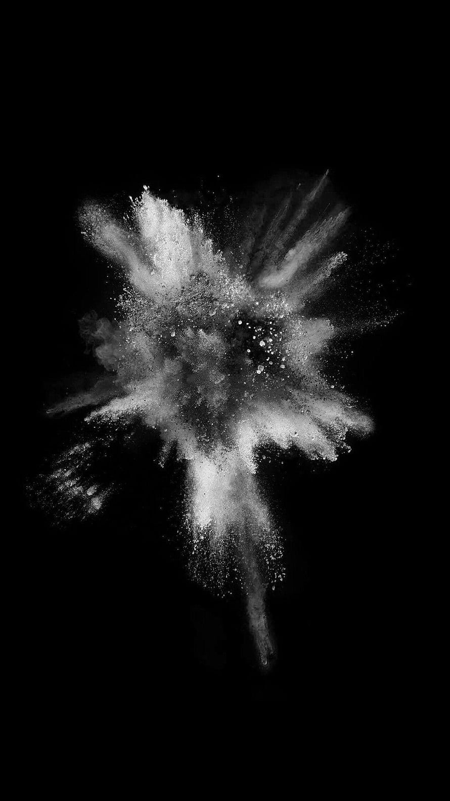 Monochrome Powder Explosion Burst Against Deep Black Background HD phone wallpaper