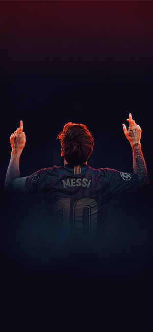 Lionel Messi FC Barcelona Number 10 Jersey Back View Celebration Wallpaper HD phone wallpaper
