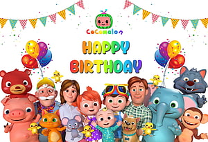 Cocomelon Happy Birthday Celebration with JJ, TomTom, YoYo, Family and Animal Friends HD wallpaper