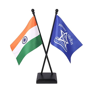 Maharashtra Police and India National Flag Desk Set with Crossed Poles HD phone wallpaper