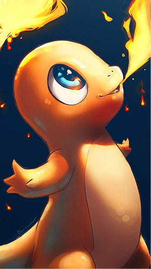 Cute Charmander Breathing Fire Anime Style Digital Art Wallpaper, funny cute pokemon , #Pokemon HD phone wallpaper