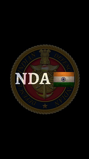 Indian National Defence Academy Emblem With Flag On Black Background HD phone wallpaper