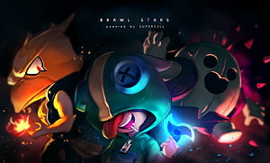 Brawl Stars Supercell Character Artwork with Dark Fantasy Style and Vibrant Neon Lighting HD wallpaper