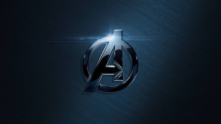 Avengers Logo on Dark Blue Brushed Metal Background HD wallpaper
