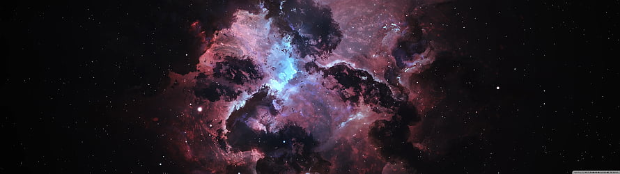 Stunning Deep Space Nebula with Swirling Pink and Blue Cosmic Dust Clouds HD wallpaper