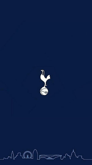Tottenham Hotspur Crest with London Skyline on Deep Navy Blue Background HD phone wallpaper
