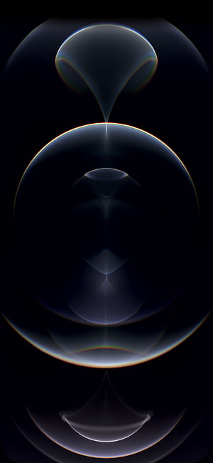 Abstract Dark Blue Spheres With Iridescent Edges And Geometric Reflections HD phone wallpaper