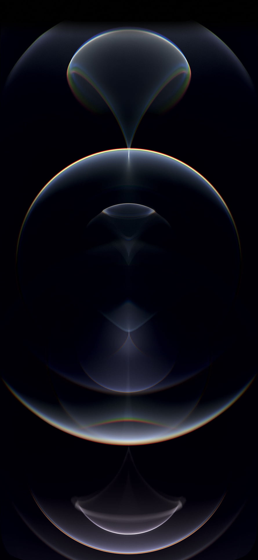 Abstract Dark Blue Spheres With Iridescent Edges And Geometric Reflections HD phone wallpaper