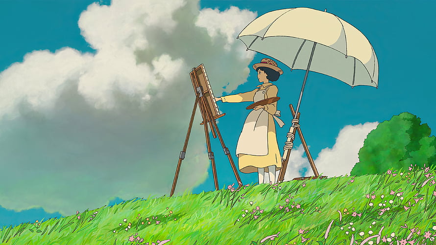 The Wind Rises Anime Scene of a Woman Painting on a Grassy Hill Under a Parasol, Studio Ghibli The Wind Rises anime girls, #studio ghibli HD wallpaper