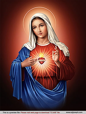 Immaculate Heart of Mary Religious Art with Radiant Flame and Halo HD phone wallpaper