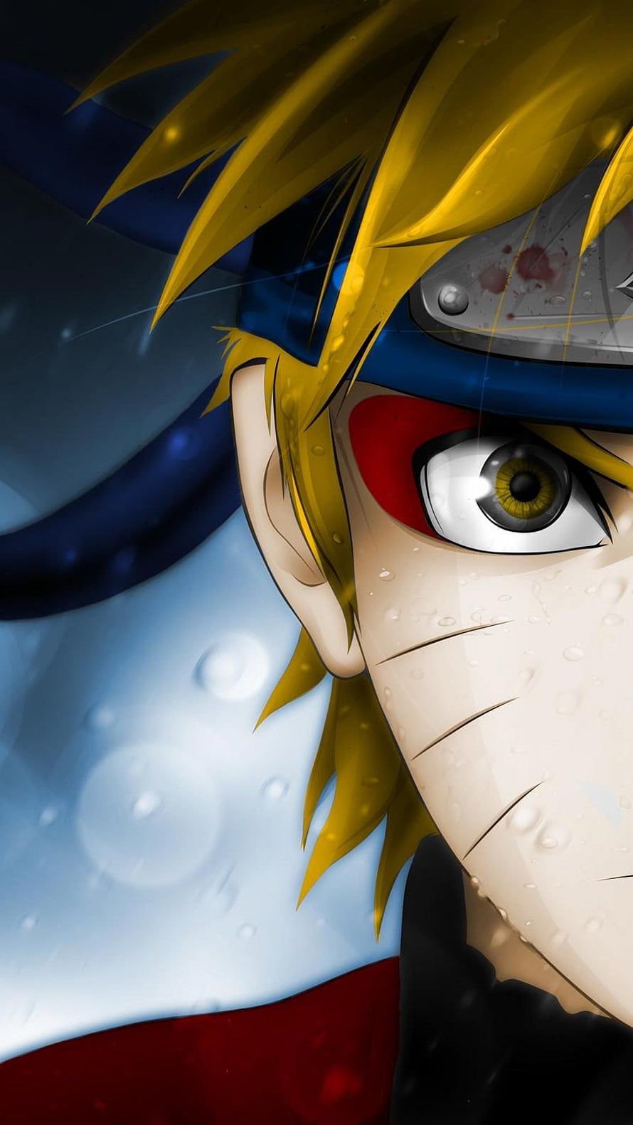 Naruto Uzumaki Close-Up Portrait with Rain and Headband HD phone wallpaper