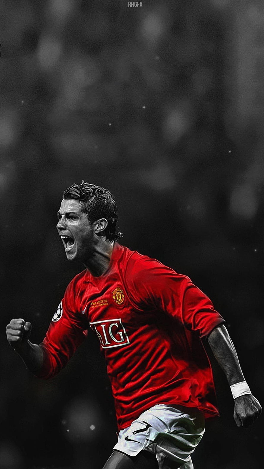 Cristiano Ronaldo Celebrating in Manchester United Red Home Kit HD phone wallpaper