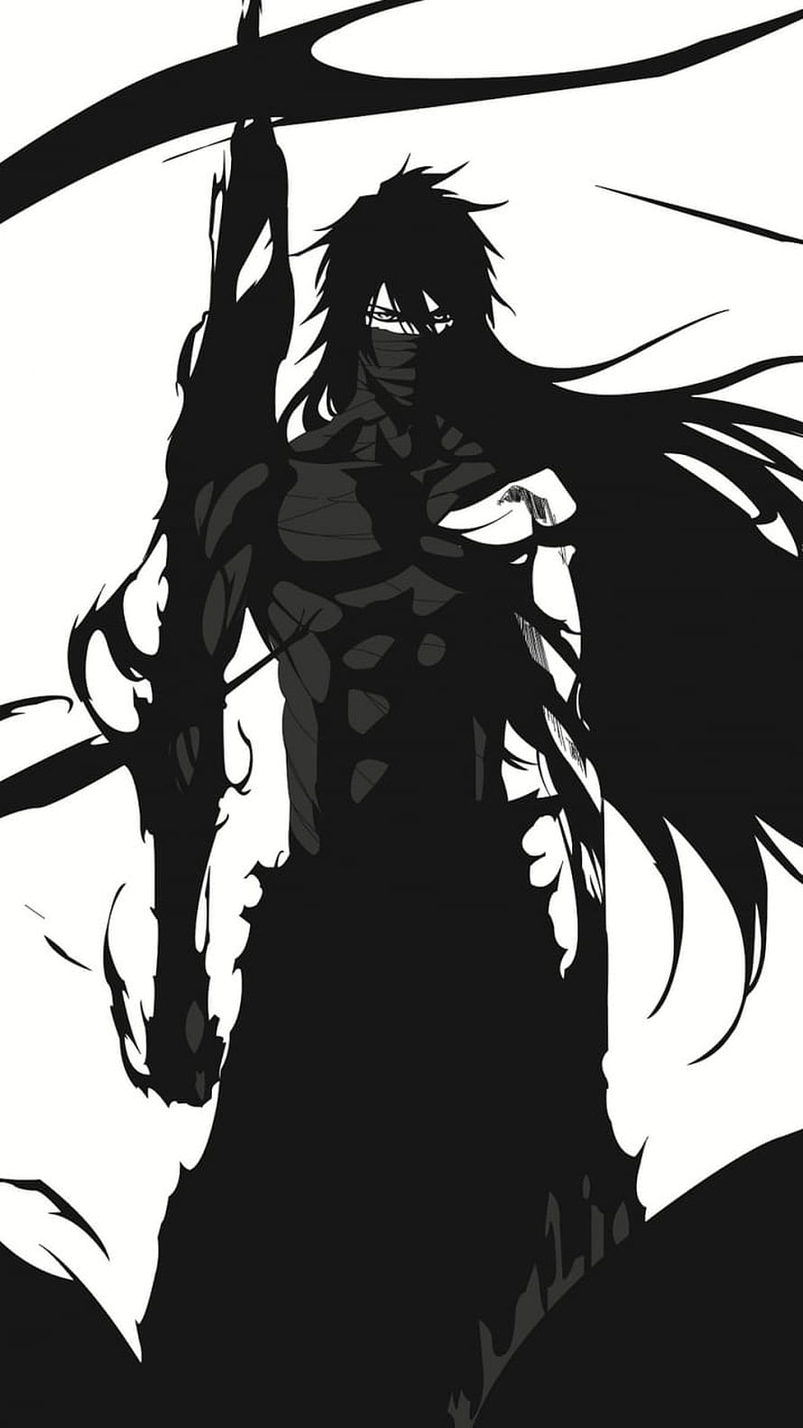 Ichigo Kurosaki Final Getsuga Tensho Black and White Manga Illustration HD phone wallpaper