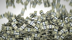 Piles of US One Hundred Dollar Bills Falling in a Money Rain HD wallpaper