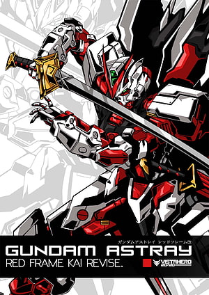 Gundam Astray Red Frame Kai Revise wielding a large sword in dynamic anime style HD phone wallpaper