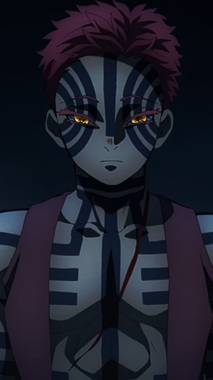 Akaza from Demon Slayer Anime Character Portrait with Distinctive Face Markings HD phone wallpaper
