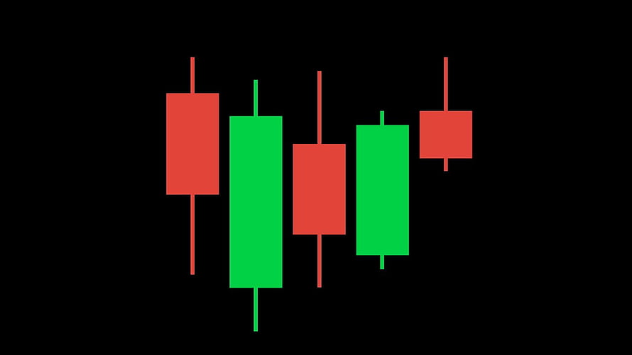 Red and Green Candlestick Chart Pattern on Black Background HD wallpaper