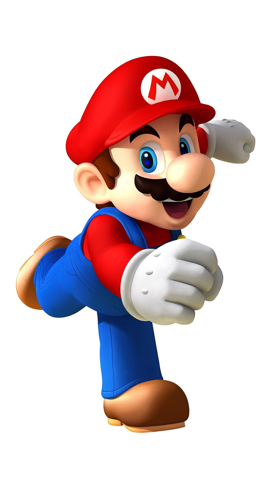Super Mario 3D Character Artwork Running Forward in Blue Overalls and Red Hat HD phone wallpaper